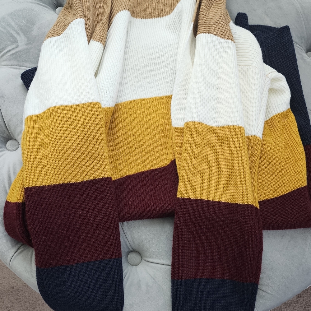 Colorblock Knit Sweater Cardigan
